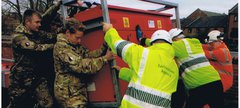 Light Dragoons assisting with the flooding in Mytholroyd, in West Yorkshire