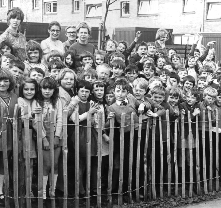 Photograph of large group of children