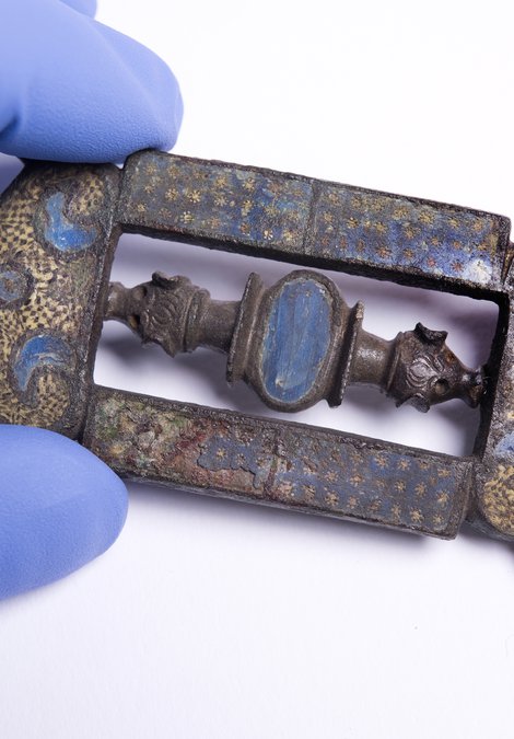 A decorative plate from a soldier’s belt.