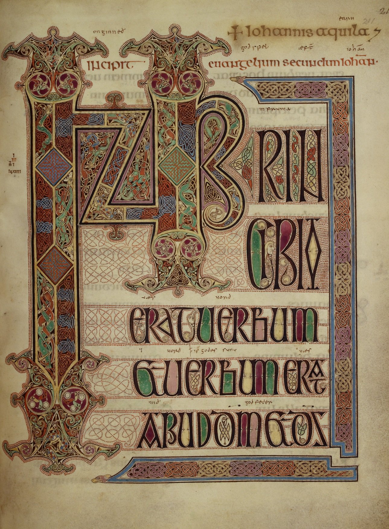 Crop Incipit to Gospel of John, Lindisfarne Gospels, c. 700 (Cotton MS Nero D IV) (c) British Library Board