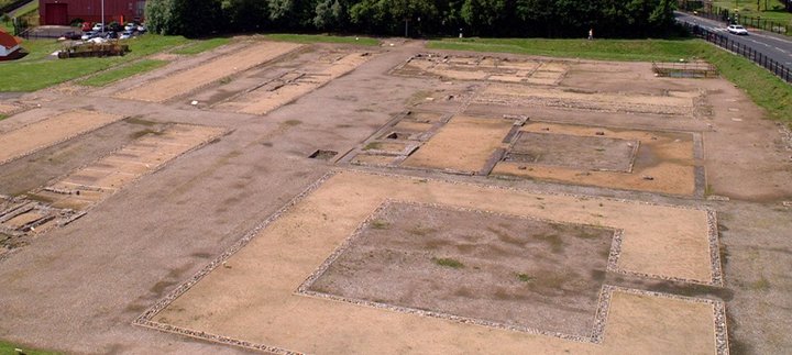 Looking down on the Roman fort site