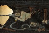Painting of a miner drilling the coalface 