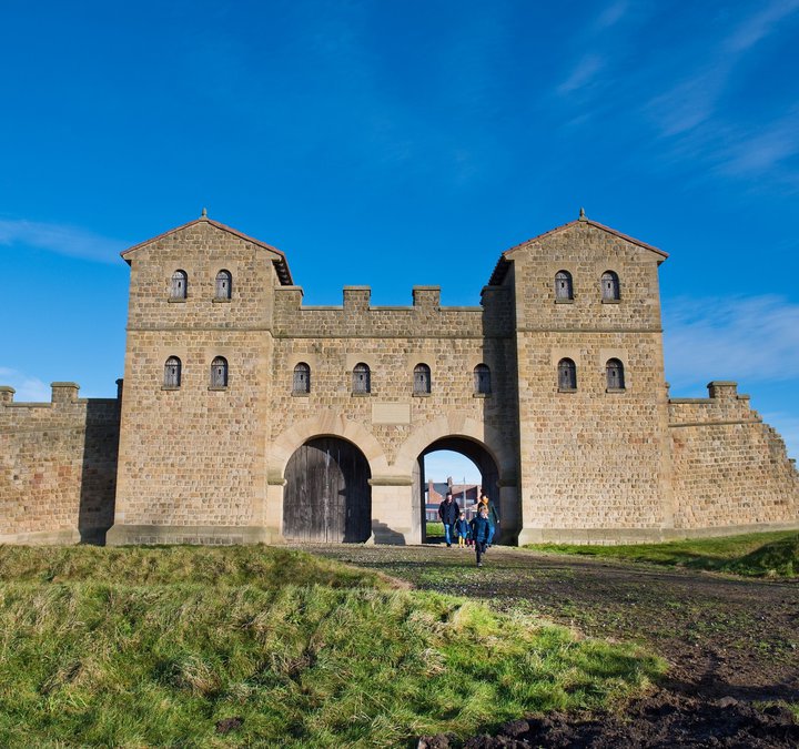 the Roman reconstructed West gate at Arbeia 