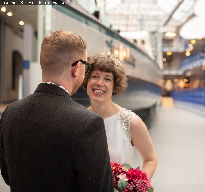 Discovery Museum wedding photograph by Laurence Sweeney Photography