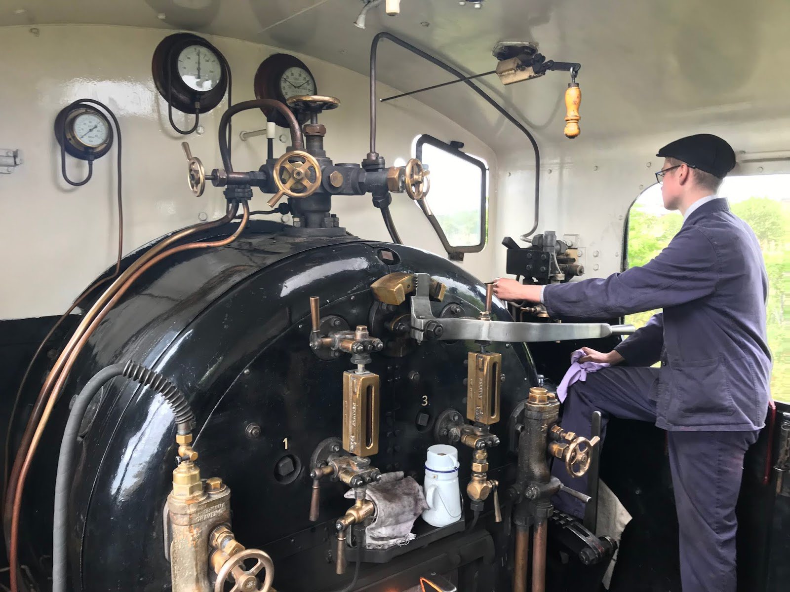 A young volunteer at Stephenson Steam Railway