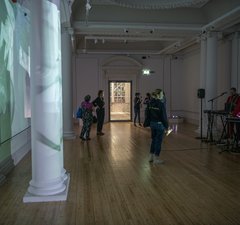 people are enjoying music at the Hatton Gallery