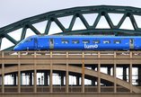 A Lumo train crosses the River Tyne