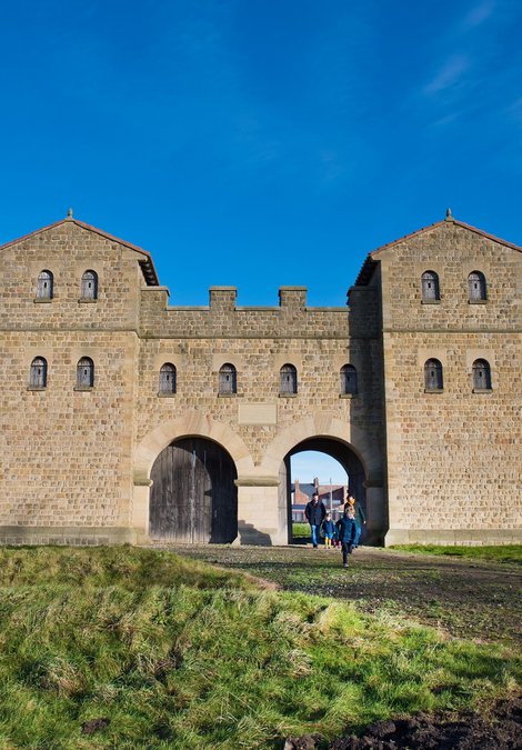 the Roman reconstructed West gate at Arbeia 