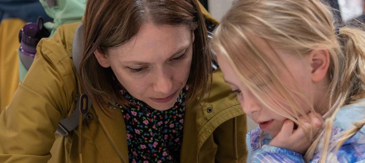 Parent and child drawing together