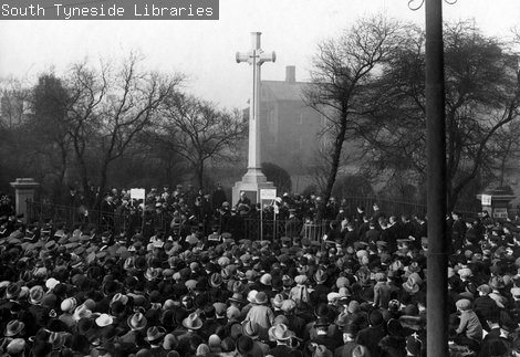 hundreds of people on Remembrance day 1926 Westoe Road South Shields