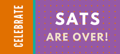 A poster in purple, orange and teal, including the same text as the event details