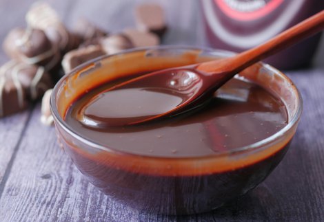 chocolate pouring into bowl