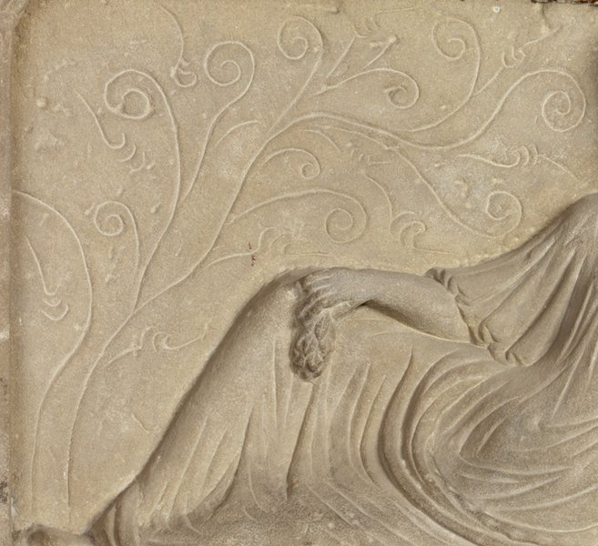 Victor tombstone, hand detail