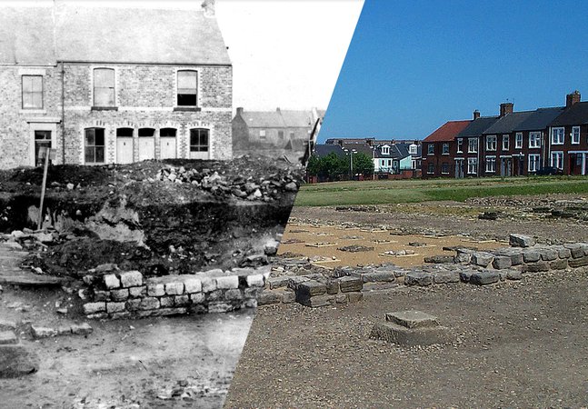 A Striking Sight, two views of the granary, to the left is the view in 1875 and then today
