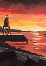Painting 'Red Groyne' by Sheila Graber
