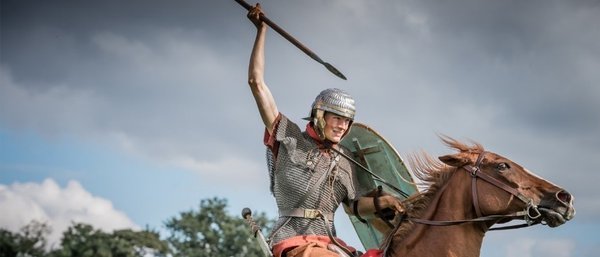 Roman cavalry soldier on horseback
