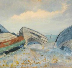 A painting of three boats by William Henry Charlton