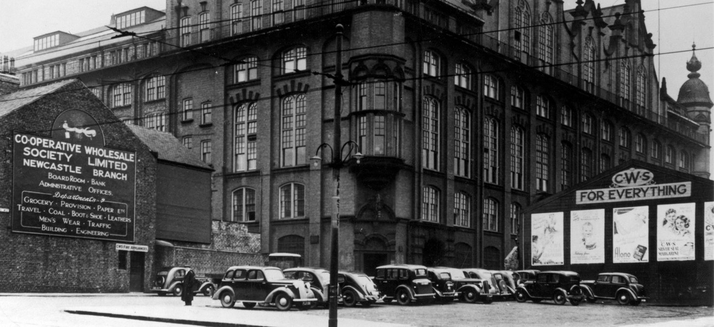Blandford House in operation as the Newcastle branch of the Co-Operative Wholesale Society. Copyright, National Co-Operative Archive