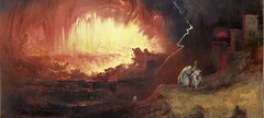 Painting, oil on canvas, entitled 'The Destruction of Sodom and Gomorrah', by the artist John Martin