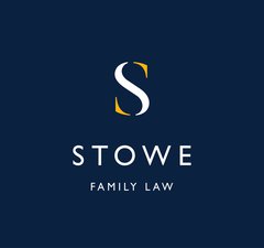 Dark blue logo with text reading Stowe Family Law