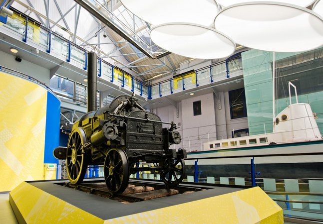 Stephenson's Rocket alongside Turbinia 