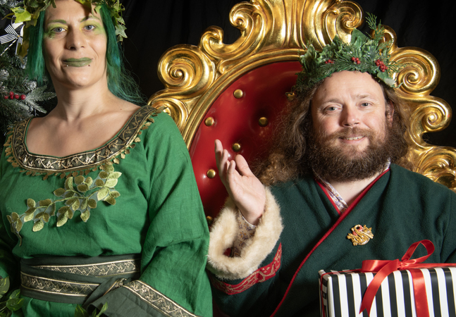 Once Upon a Christmas at South Shields Museum & Art Gallery with the Holly King and the Ivy Queen seated on a throne
