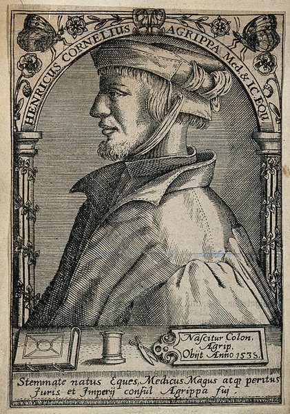 Henricus Cornelius Agrippa von Nettesheim. Line engraving, 