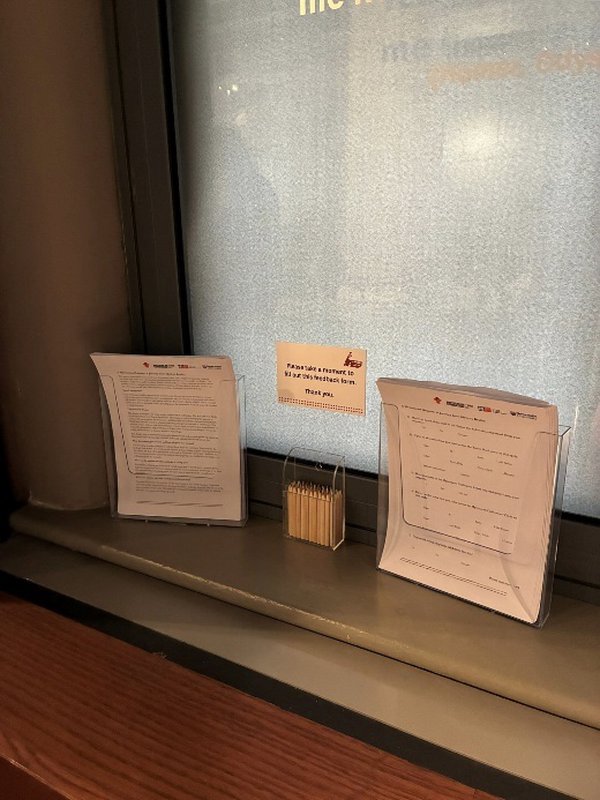 The feedback forms on display as part of the exhibition The feedback forms on display as part of the exhibition