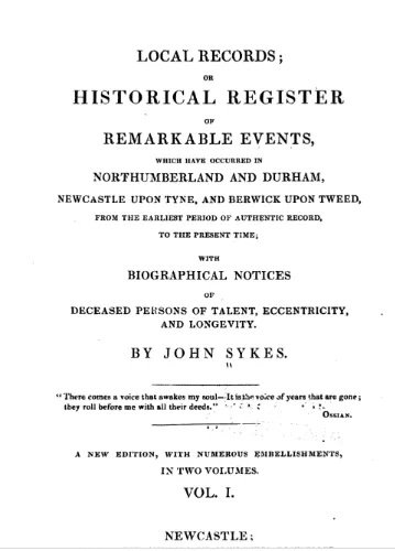 Local Records, or Historical Register of Remarkable Events