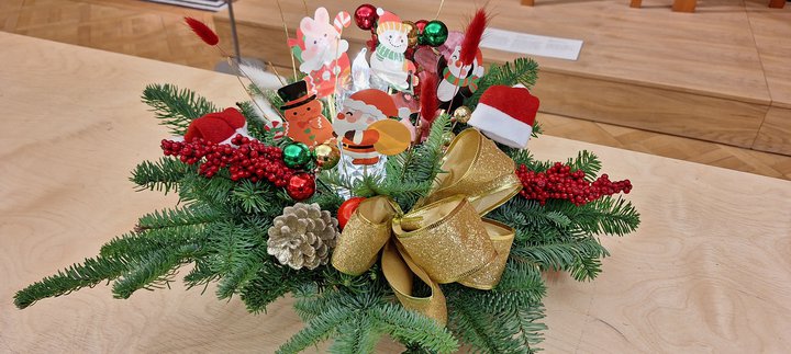 A festive floral arrangement.