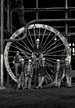 Mining apprentices with Winding Wheel, Ashington Colliery