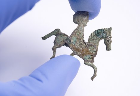 A small metal horse figure found at Arbeia, South Shields Roman Fort