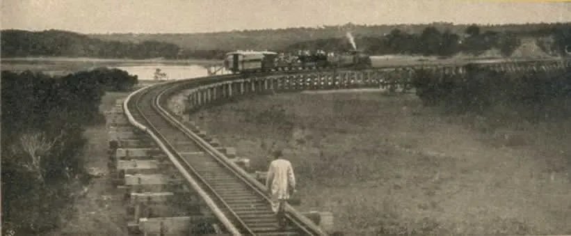 An undated photo of the Uganda Railway near Mombasa