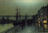 Painting showing Newcastle Quayside at night