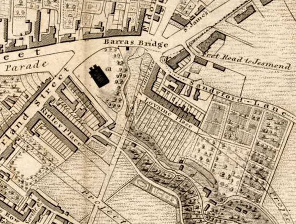 Detail from Thomas Oliver’s map of Newcastle, 1833