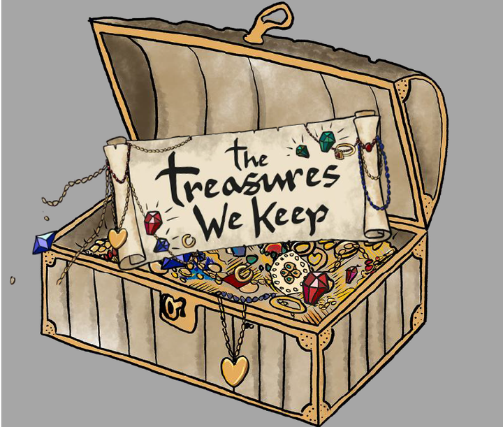 An illustration of a treasure chest with the text - The Treasures We Keep