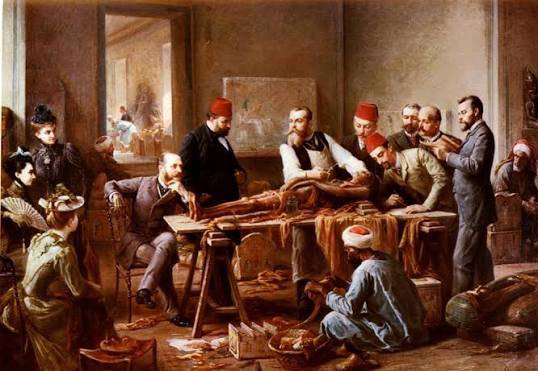 'Examination of a mummy', by Paul Dominique Philippoteaux (1891).