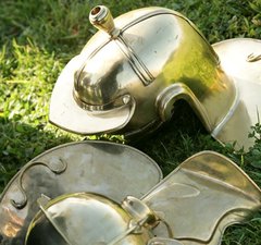 two Roman helmets 