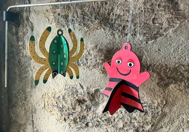 wooden halloween decorations painted and hanging 
