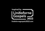 A black logo with white writing saying Lindisfarne Gospels 2022