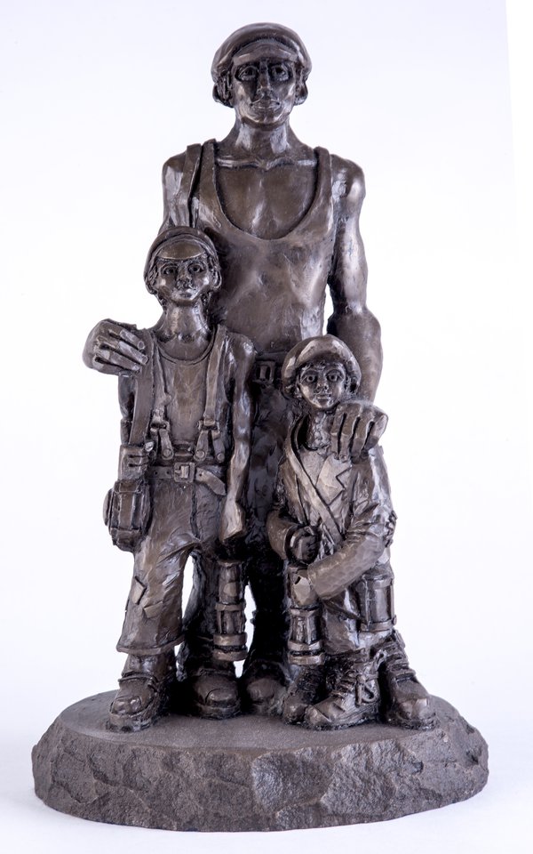  'Miner & Sons' sculpture made of bronze by South Shields artist Bob Olley