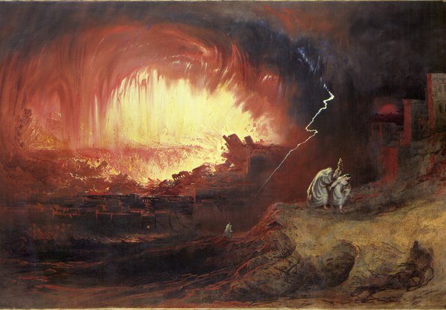 Painting, oil on canvas, entitled 'The Destruction of Sodom and Gomorrah', by the artist John Martin