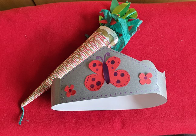 Roman style crown and staff made from card