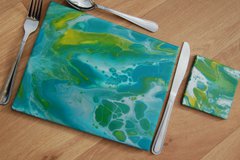Acrylic placemats on a table.
