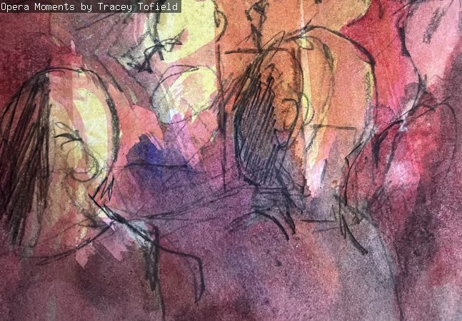 An abstract portrait in pinks and purples