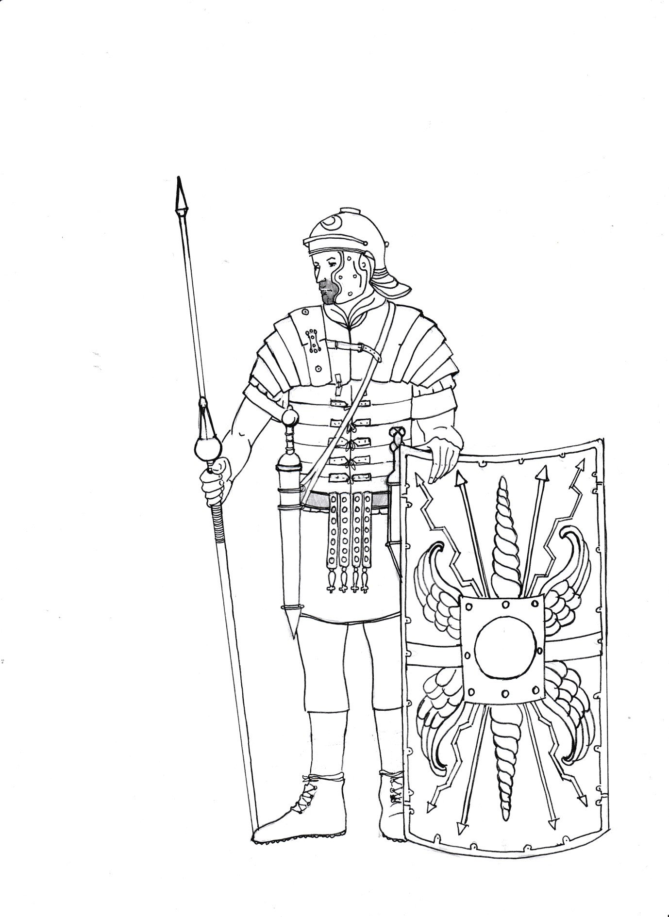 Roman Soldier Fighting Drawing
