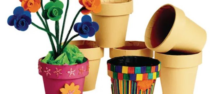 Photo of crafted flowers in pots