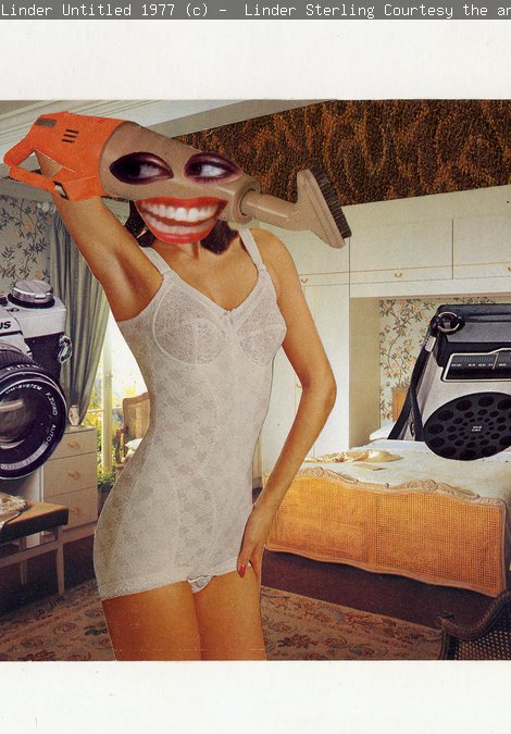 Linder Untitled, 1977,  Photomontage framed size 30 x 38 cm image size 13.6 x 21 cm, 5 3/8 x 8 1/4 ins  © Linder Sterling. 