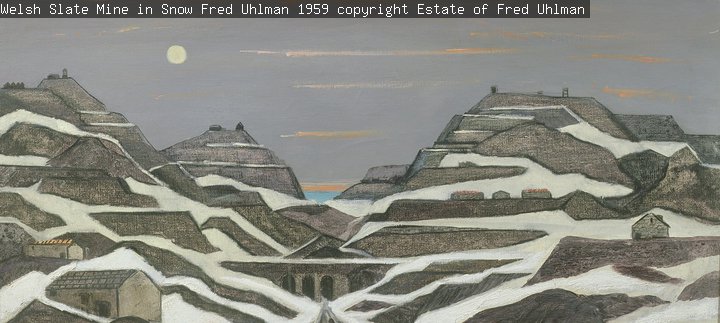 Welsh Slate Mine in Snow, Fred Uhlman, 1959 copyright Estate of Fred Uhlman