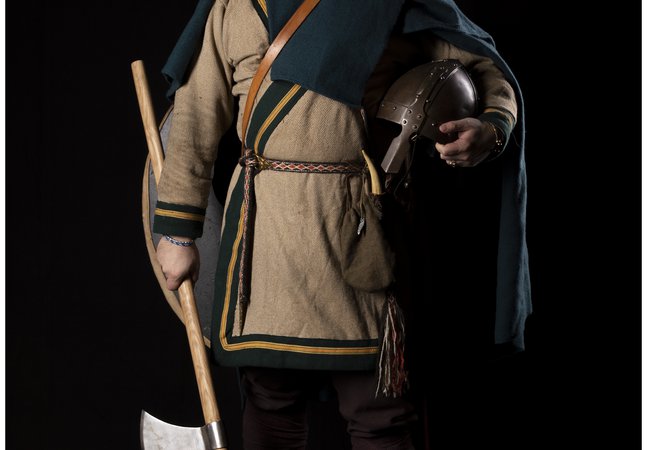 A person from the Moss Troopers is dressed as a Viking, 